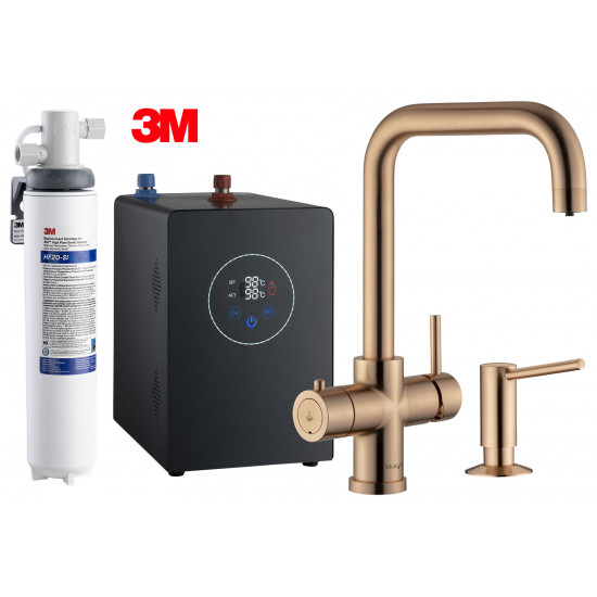 Multi-Tap Filtrete 3in1 Kokend Water Kraan Brushed Copper Gold - Haaks