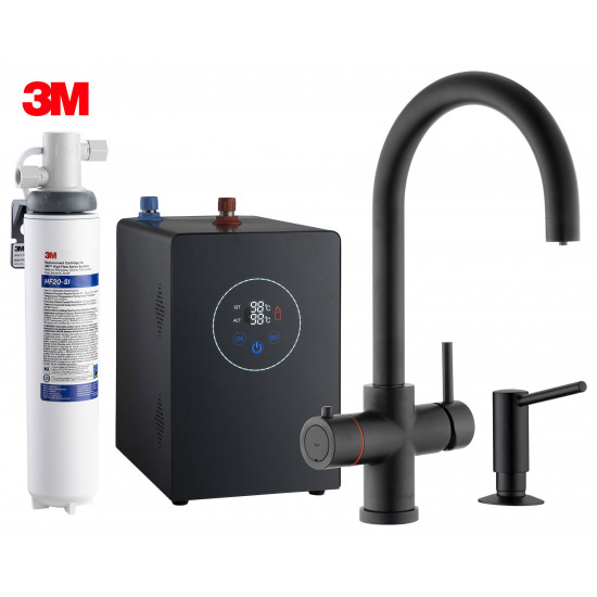 Multi-Tap Filtrete 3in1 Kokend Water Kraan Mat Zwart - Rond